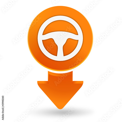 volant de voiture sur signet orange