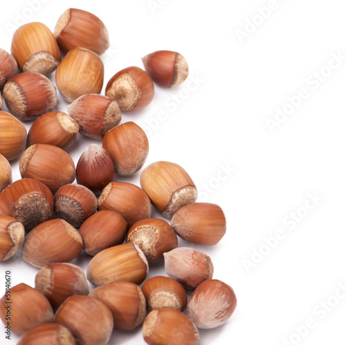 Hazel nuts on white isolated