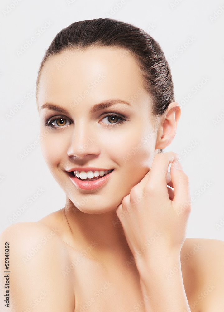 A young and attractive Caucasian woman in makeup A young and attractive Caucasian woman in makeup