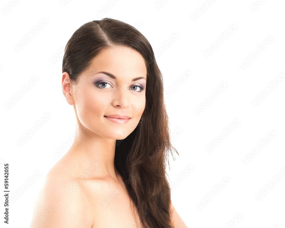 Close-up portrait of a beautiful woman posing in makeup Close-up portrait of a beautiful woman posing in makeup
