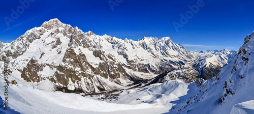 Panorama of Mont Blanc de Courmayeur, Val Veny, and Youla slope photo