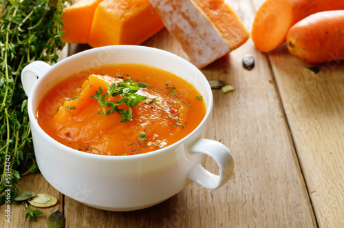 Homemade pumpkin soup puree