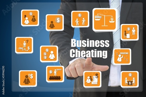 Businessman with business cheating icon concept photo