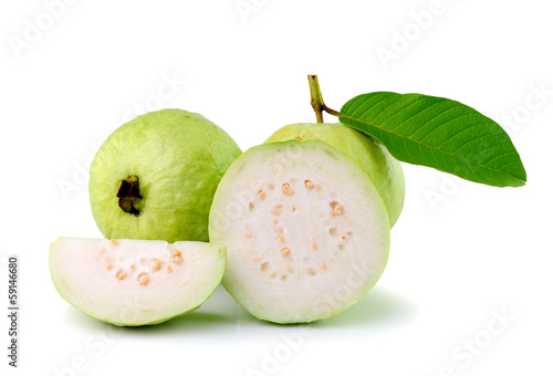 Guava (tropical fruit) on white background