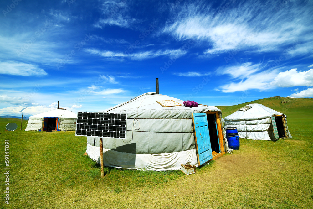 Mongolian ger camps with solar power