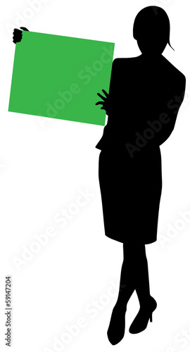 Frau mit Schild