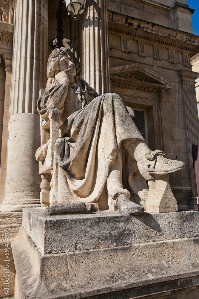 Obraz premium Moliere statue (XIX c.) in front of Opera Theatre in Avignon