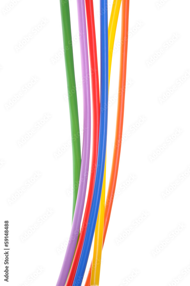 Colored cables used in electrical and computer networks 
