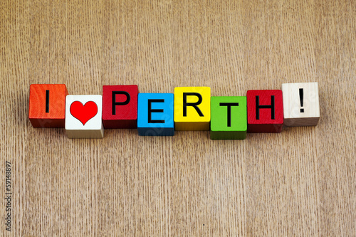 I Love Perth, Australia - sign series for cities & travel