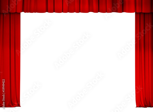 theater or cinema red curtain frame isolated on white