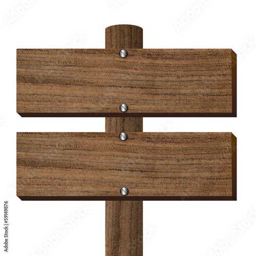 two wooden tables  on  a post