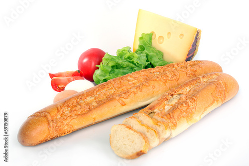 Baguette on white