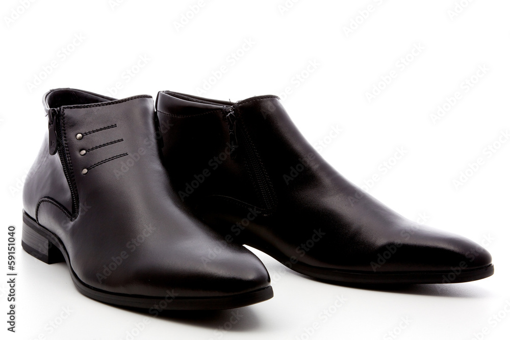 black, man's shoes on a white background black, man's shoes on a white background
