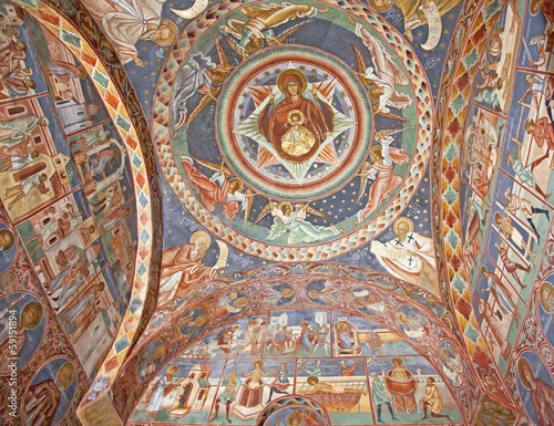 Voronet Church fresco inside, Romania