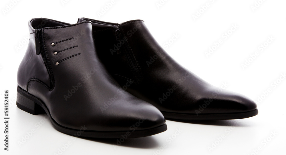black, man's shoes on a white background black, man's shoes on a white background