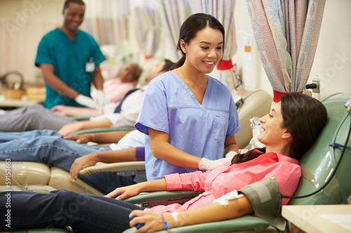 Slika na platnu Blood Donors Making Donation In Hospital