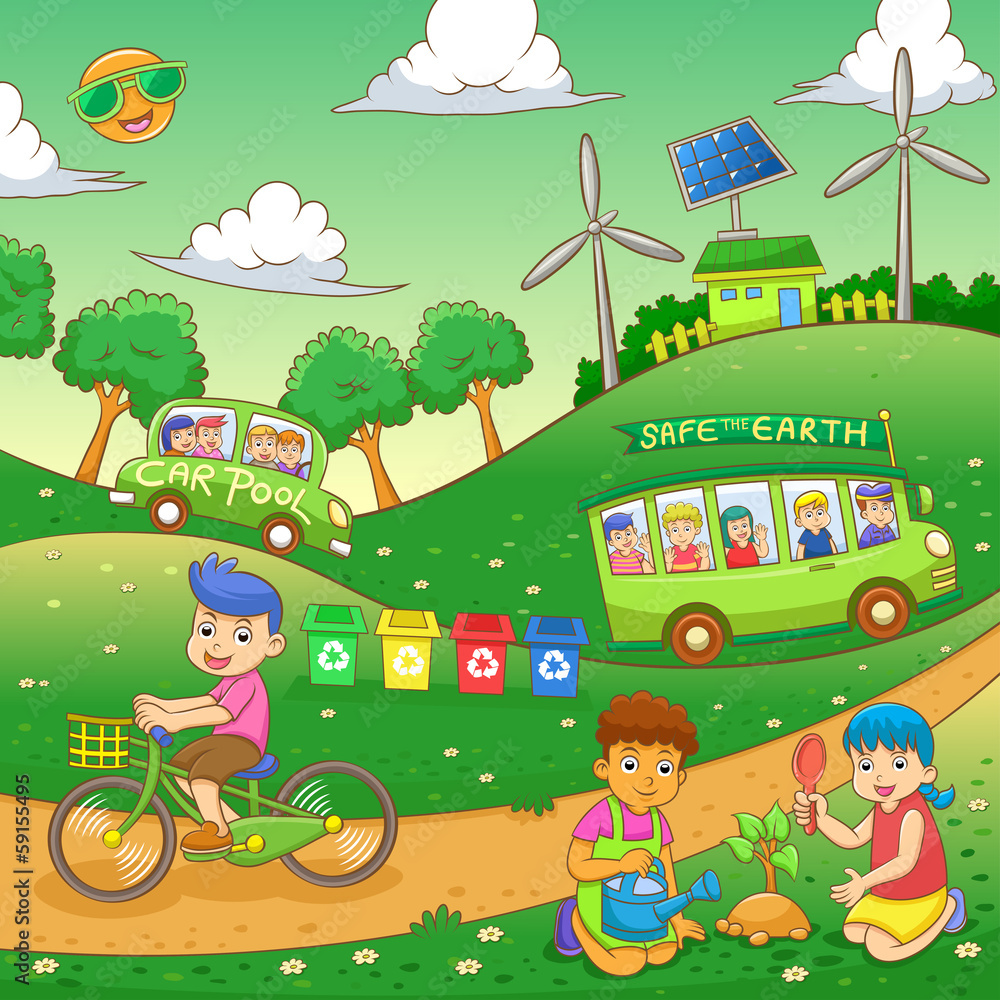 Obraz premium children save our green world