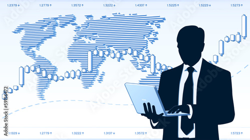 Businessman hold laptop