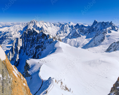 Beginning of Vallee Blanche as seen from Aiguille du Midi