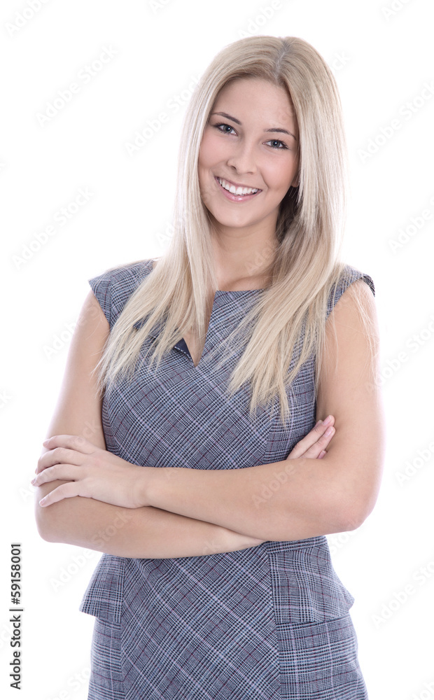 Portrait Frau blond isoliert - Geschäftsfrau oder Angestellte Portrait Frau blond isoliert - Geschäftsfrau oder Angestellte