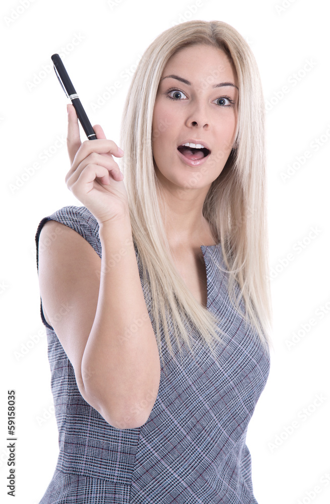 Geschäftsfrau - Blondine isoliert hat eine geniale Idee Geschäftsfrau - Blondine isoliert hat eine geniale Idee