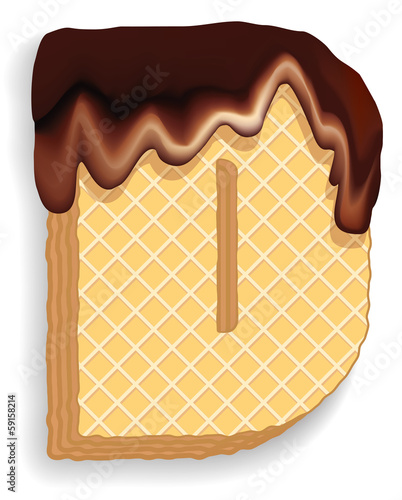 Letter D consisting of wafers with chocolate cream