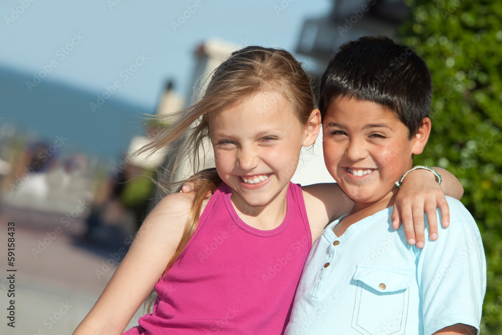 portrait of two little friends outdoors portrait of two little friends outdoors