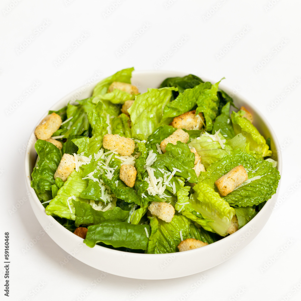 Caesar salad prepared on the classical recipe Caesar salad prepared on the classical recipe