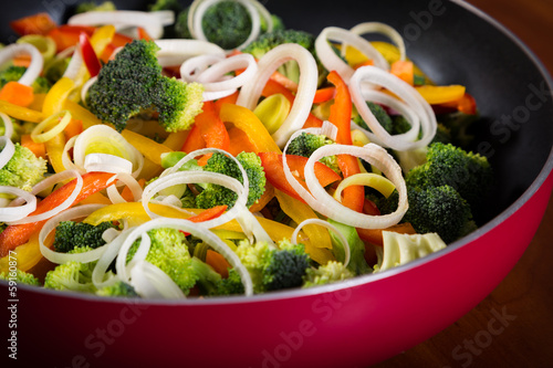 frying pan with vegetables