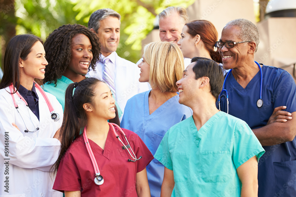 Medical Team Having Discussion Outdoors Medical Team Having Discussion Outdoors