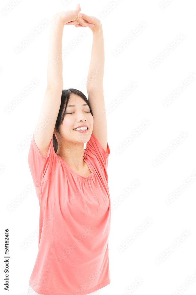 young asian woman exercising on white background young asian woman exercising on white background