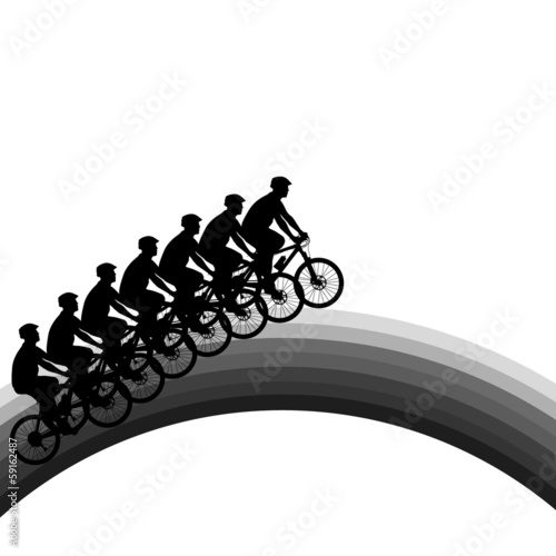 Silhouette of a cyclist male.  vector illustration.