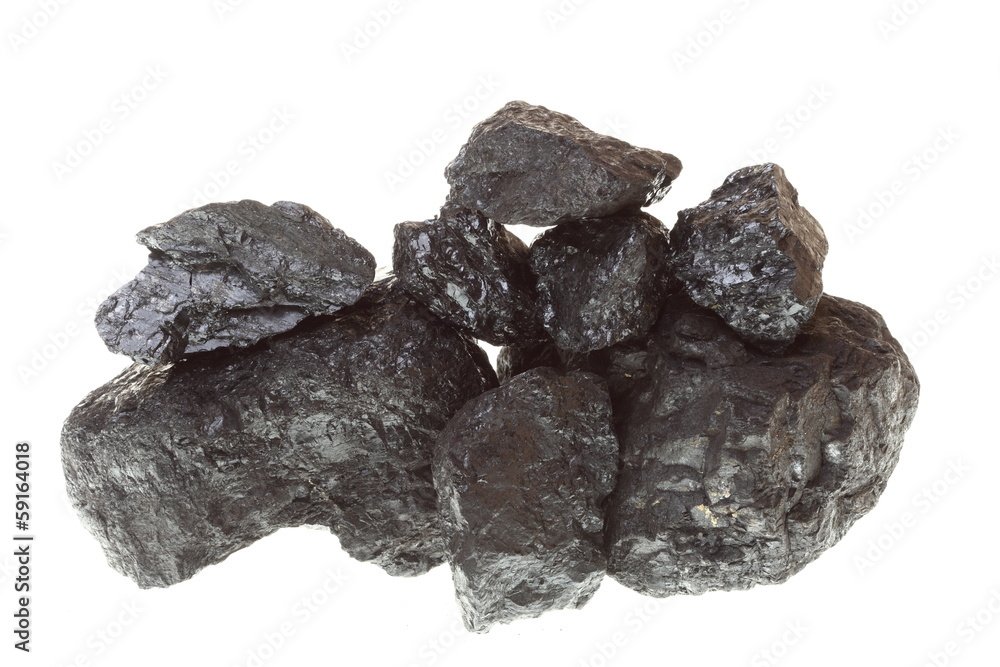 Pieces of coal isolated on white background Pieces of coal isolated on white background