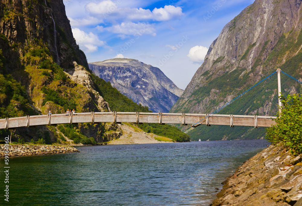 Bridge across fjord Sognefjord - Norway