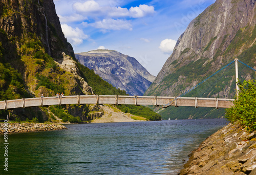 Bridge across fjord Sognefjord - Norway