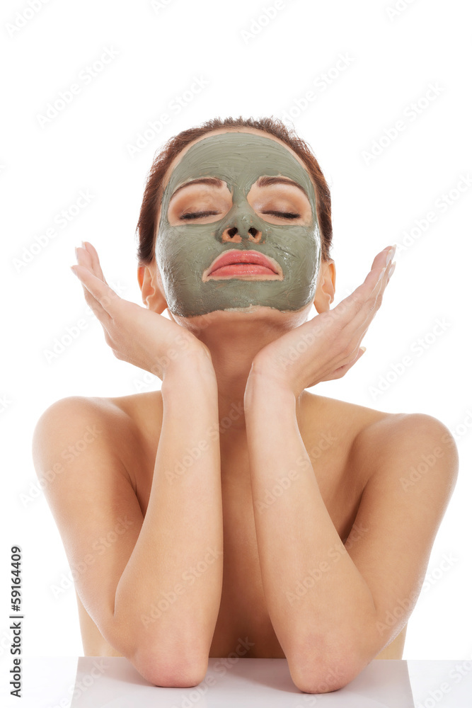 Beautifu toplessl woman with facial mask. Beautifu toplessl woman with facial mask.