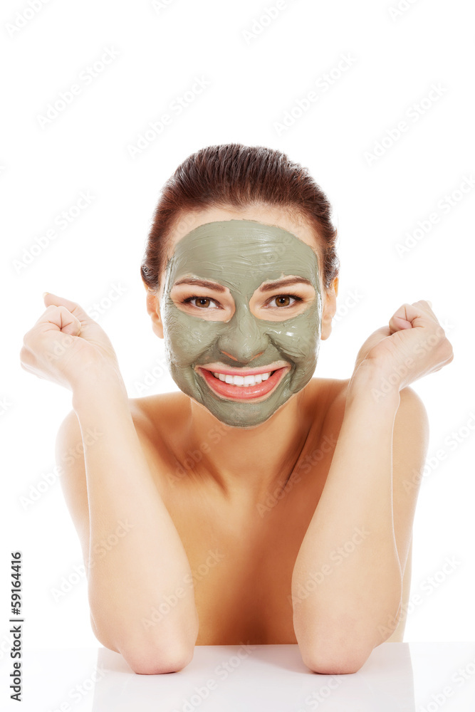 Beautifu toplessl woman with facial mask. Beautifu toplessl woman with facial mask.