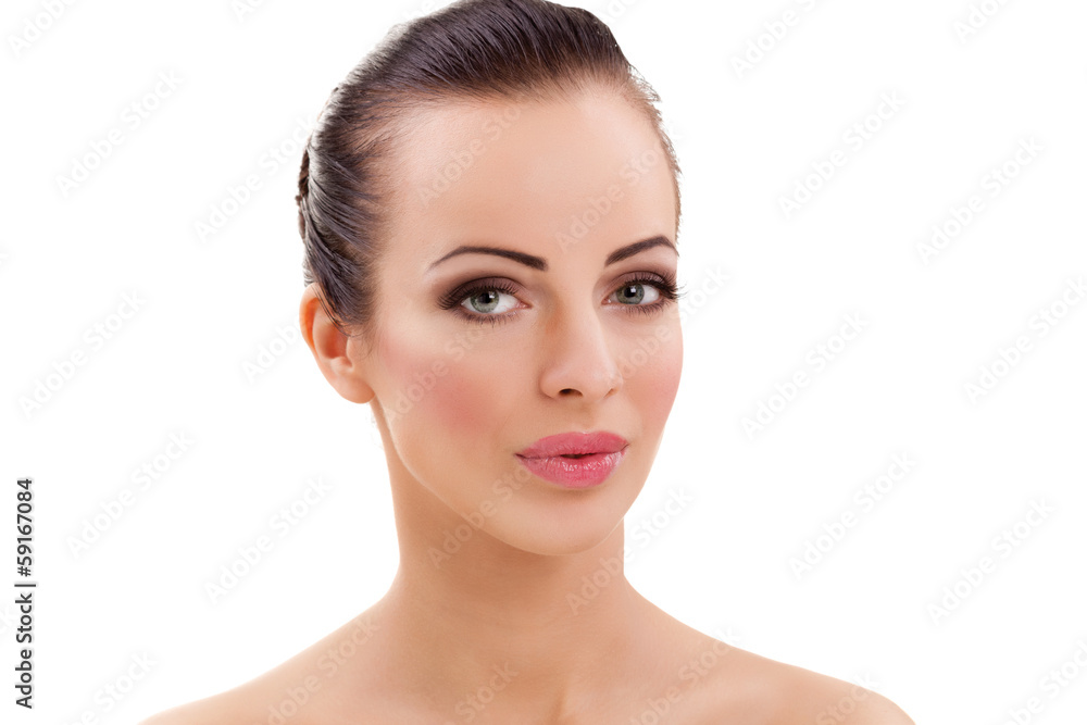Front portrait of the woman with beauty face Front portrait of the woman with beauty face