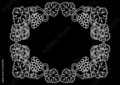 Abstract frame with bunches of grapes