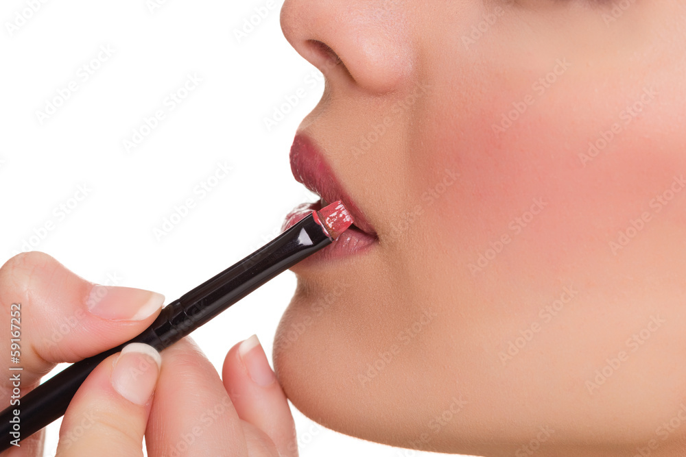 woman professional make-up, lipgloss