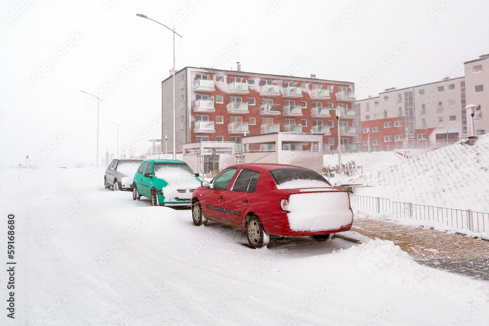 Heavy snowfall over night in Poland