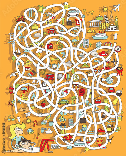 Travel Maze Game. Solution in hidden layer!