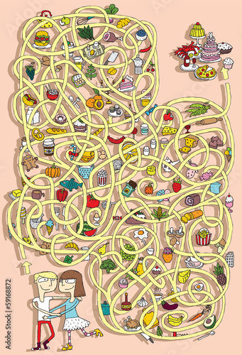 Food Maze Game. Solution in hidden layer!