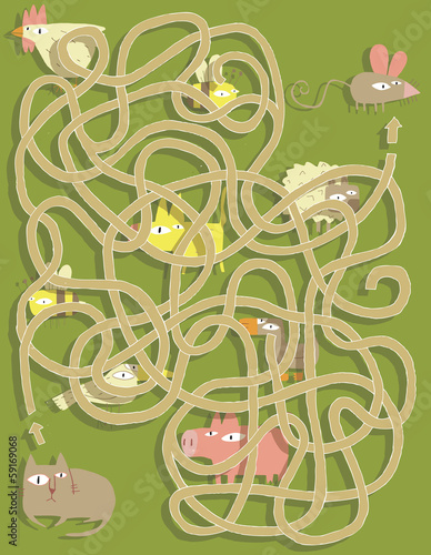 Cat and Mouse Maze Game. Solution in hidden layer!
