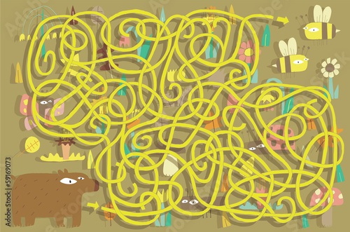 Bees Maze Game. Solution in hidden layer!