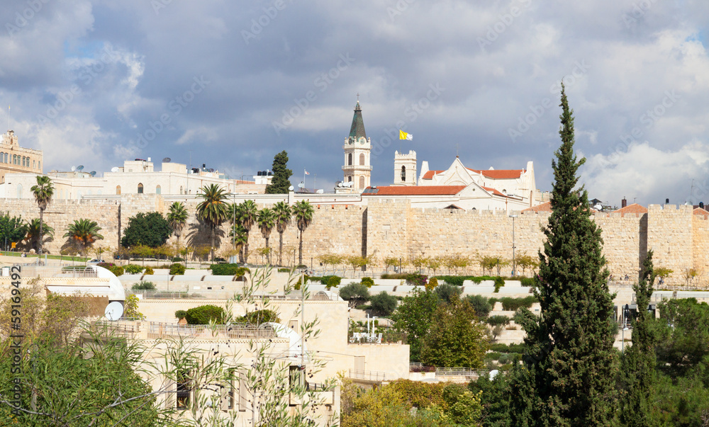 Walls, roofs and churches of Jerusalem