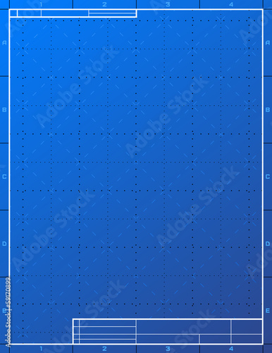 Blank blueprint paper for drafting. Drawing sheet layout