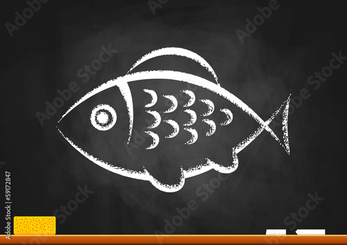 Fish drawing on blackboard