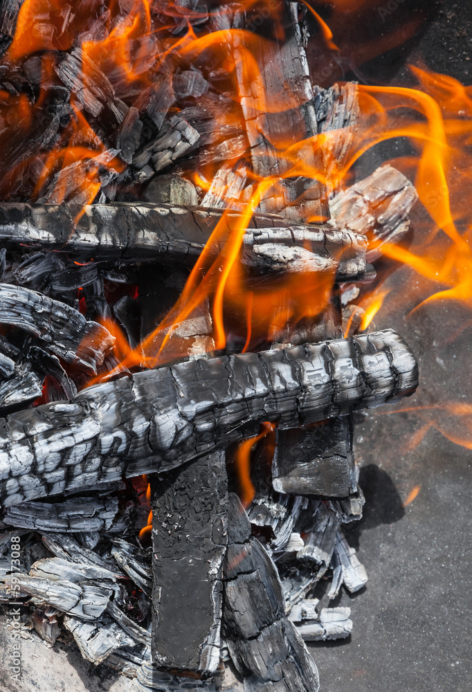 Closeup photo of natural outdoor bonfire Closeup photo of natural outdoor bonfire
