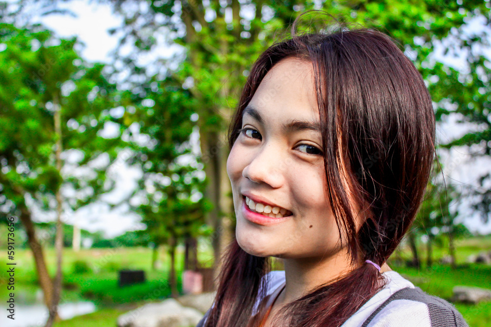 young beautiful asian girl romantic teenage smile thailand enjoy